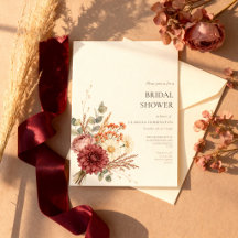Burgundy Terracotta Autumn Floral Bridal Shower