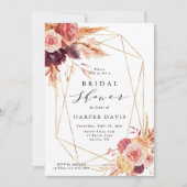 Burgundy Terracotta Blume Geometrisches Brautparty Einladung (Vorderseite)