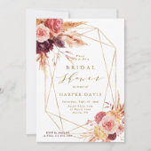 Burgundy Terracotta Blume Geometrisches Brautparty Einladung (Vorderseite)