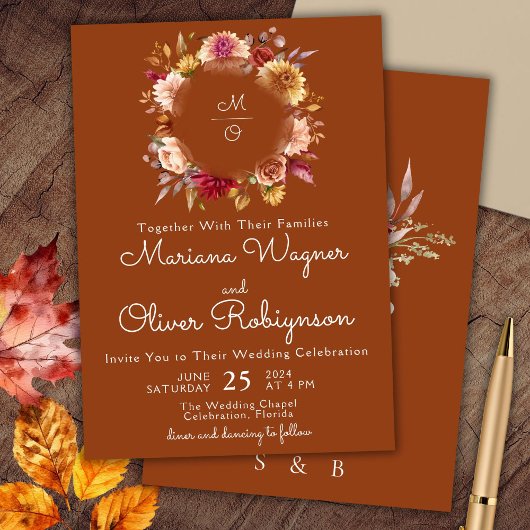 Burgundy Terracotta Blumenzwiebeleinladung Einladung