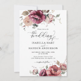 Burgundy Terracotta Fall All in 1 QR Code Hochzeit Einladung