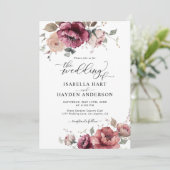 Burgundy Terracotta Fall All in 1 QR Code Hochzeit Einladung (Stehend Vorderseite)