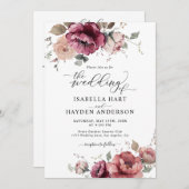 Burgundy Terracotta Fall All in 1 QR Code Hochzeit Einladung (Vorne/Hinten)