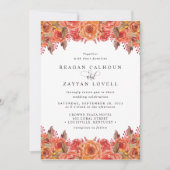 Burgundy Terracotta Fall Floral Wedding Einladung (Vorderseite)