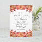 Burgundy Terracotta Fall Floral Wedding Einladung (Stehend Vorderseite)