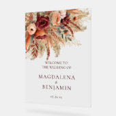 Burgundy Terracotta Florals Pampas Grass Wedding Acrylschild (Winkel)