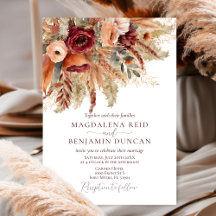 Burgundy Terracotta Florals Pampas Grass Wedding