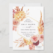 Burgundy Terracotta Gold Floral Wedding Einladung (Vorderseite)