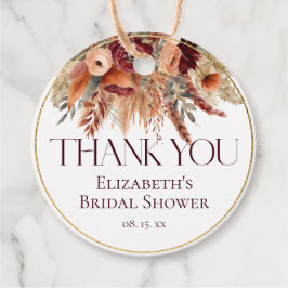 Burgundy Terracotta Gold Florals Pampas Vielen Dan Geschenkanhänger