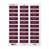 BURGUNDY Textured Monogram Address Label (Vorne)