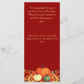 Burgundy Thankful Message Thanksgiving Dinner Menu Menükarte (Rückseite)