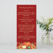 Burgundy Thankful Message Thanksgiving Dinner Menu Menükarte (Stehend Vorderseite)