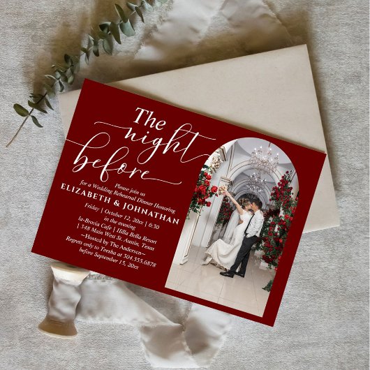 Burgundy The Night Before Probe Dinner Einladung