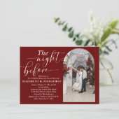 Burgundy The Night Before Probe Dinner Einladung (Stehend Vorderseite)