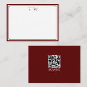 Burgundy three Border Monogram Note Card Mitteilungskarte (Vorne/Hinten)