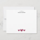 Burgundy Three Lace Hearts Retro Tartan Note Card Mitteilungskarte (Vorderseite)