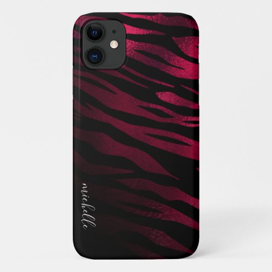 Burgundy Tiger Stripes Personalisiert Case-Mate iPhone Hülle (Rückseite)