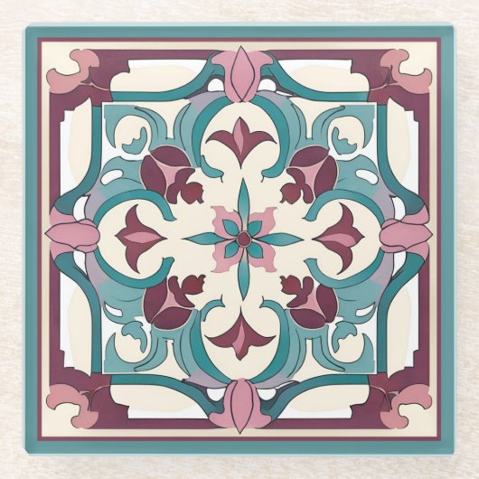 Burgundy Tile Glasuntersetzer (Vorderseite)