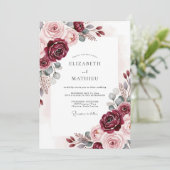 Burgundy Timeless Classic Wedding Einladung (Stehend Vorderseite)