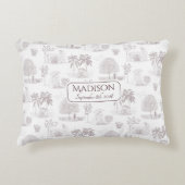 Burgundy Toile de Jouy Name Geburtsdatum Baby Dekokissen (Vorderseite)