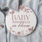 Burgundy Toile De Jouy Vintag Floral Baby Dusche Button (Beispiel)
