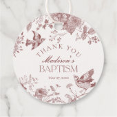 Burgundy Toile De Jouy Vintage Blumentaufe Geschenkanhänger (Rückseite)