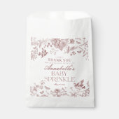 Burgundy Toile Floral Baby Sprinkle Dessert Geschenktütchen (Vorderseite)