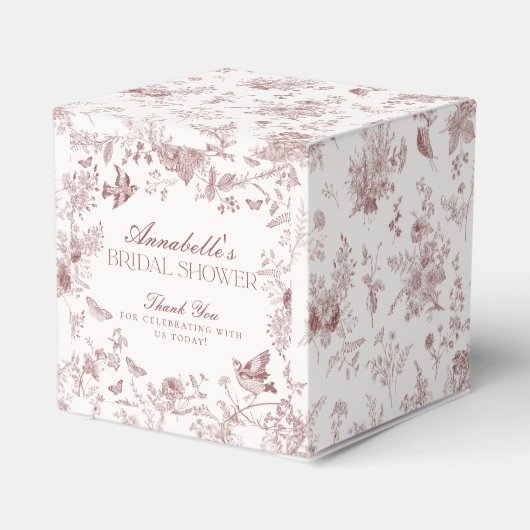 Burgundy Toile Floral Brautparty Gevor Box Geschenkschachtel (Rückseite)