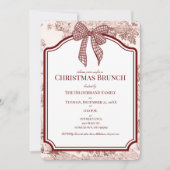 Burgundy Toile Gingham Weihnachts-Brunch Einladung (Vorderseite)