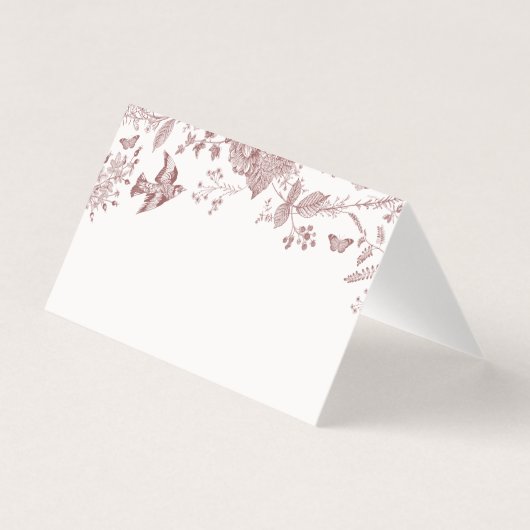 Burgundy Toile Jouy Floral Platzkarte Tischdekor (Vorderseite)