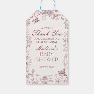 Burgundy Toile Vintag Floral Baby Dusche Gefallen Geschenkanhänger