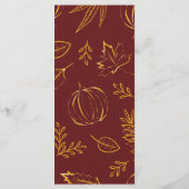 Burgundy Tolles Pumpkins & Blätter Erntedank Menükarte (Rückseite)