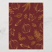 Burgundy Tolles Pumpkins & Blätter Erntedank Menükarte (Rückseite)