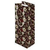 Burgundy Traditional Christmas Floral Geschenktüte Für Weinflaschen (Rückseite Schrägansicht)