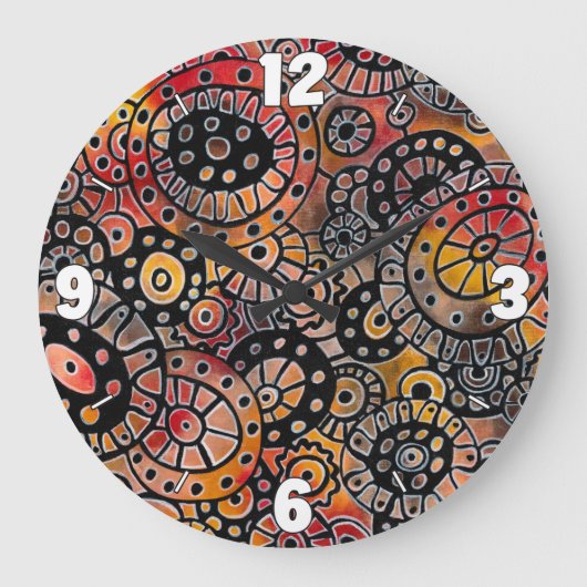 Burgundy Tranquil Oval Corals Original Abstract Große Wanduhr (Vorderseite)