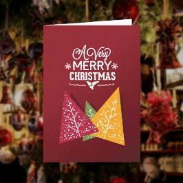 Burgundy Tri-Color Weihnachtsbaumen Feiertagskarte