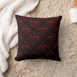 Burgundy Tufted Leder Look Print Thumpe Kissen