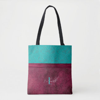 Burgundy & Turquoise Lace Fashion Personalizable Tasche