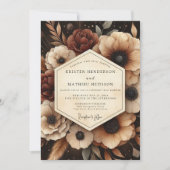 Burgundy Twilight Floral Romance Wedding Einladung (Vorderseite)