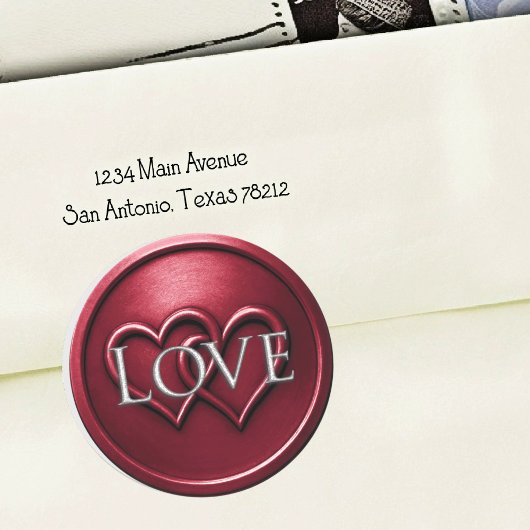 Burgundy Two Hearts Intertwined Wedding Runder Aufkleber