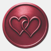 Burgundy Two Hearts Intertwined Wedding Runder Aufkleber (Vorderseite)