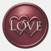 Burgundy Two Hearts Intertwined Wedding Runder Aufkleber (Vorderseite)