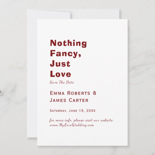 Burgundy Typografie Save the Date (Vorderseite)