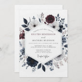 Burgundy Umbral Bloom Wedding Einladung (Vorne/Hinten)