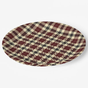 Burgundy und Black Tartan Karierte Paper-Teller Pappteller
