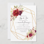 Burgundy und Blush Boho Geometric Sip und Siehe Einladung (Vorderseite)