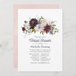 Burgundy und Blush Pink Virtual Baby Dusche Einladung