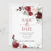 Burgundy und Blush Pink Wedding Save the Date Einladung (Vorderseite)
