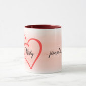 Burgundy und Blush Two Hearts Newlyweds Keepake Tasse (Zentrum)