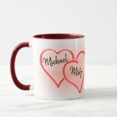 Burgundy und Blush Two Hearts Newlyweds Keepake Tasse (Links)